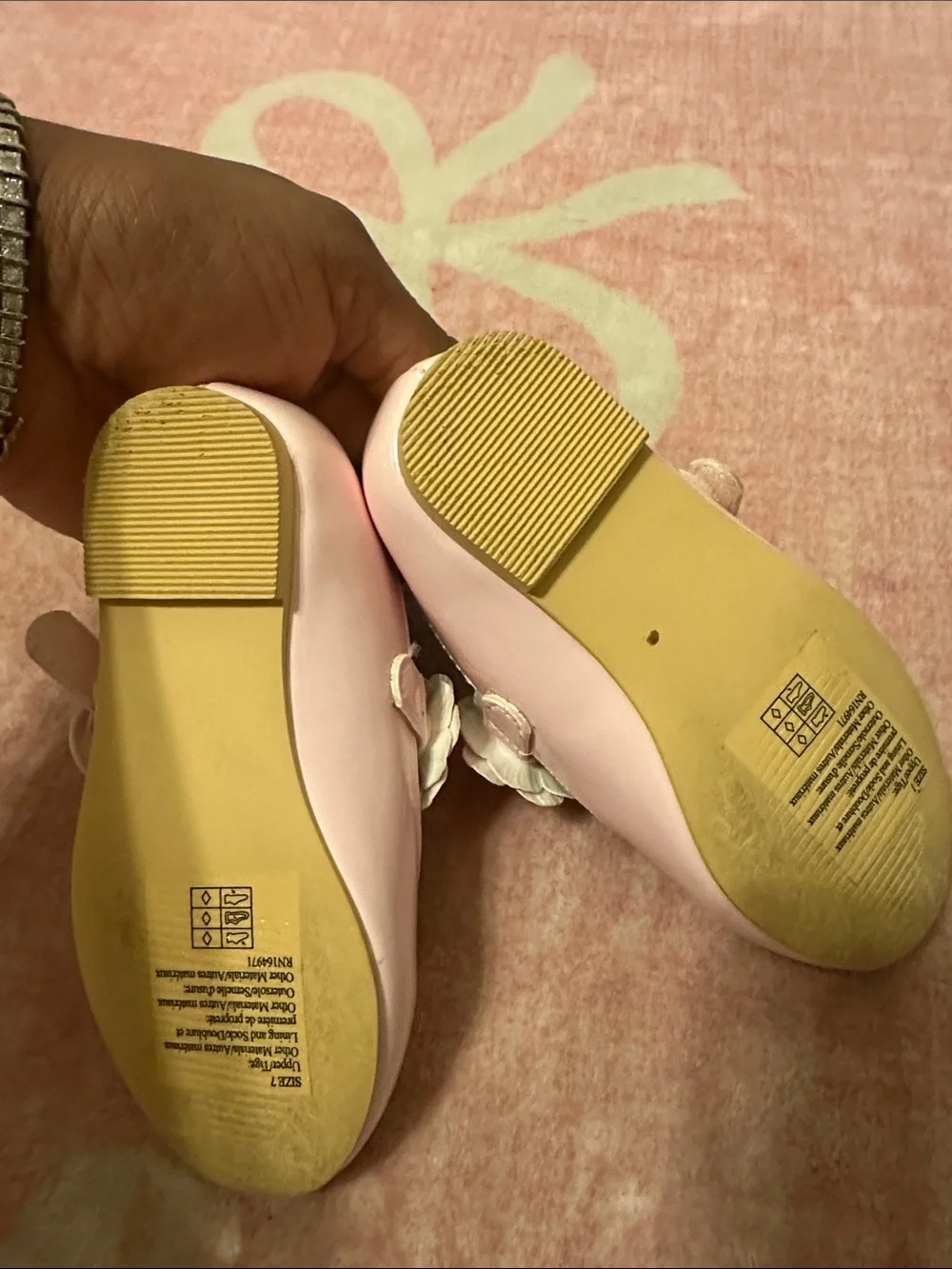 Janie and Jack Pale Pink Floral Strap Mary Jane Shoes